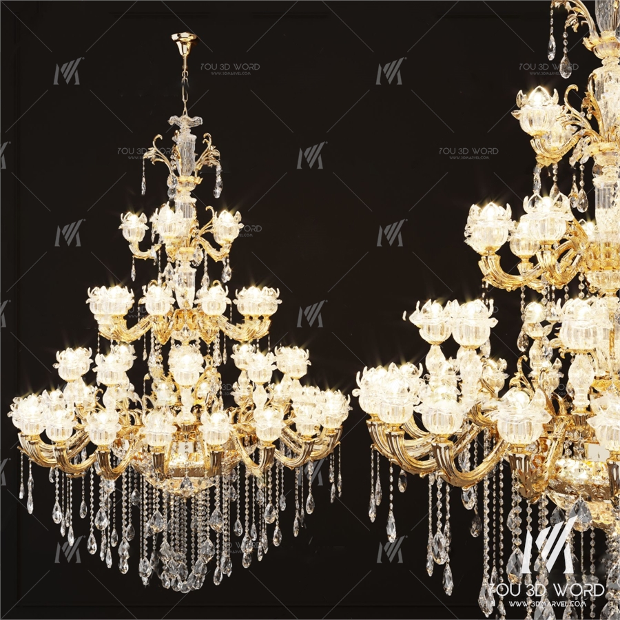 Golden European-style Classic Crystal Chandelier Light Golden Alloy Crystal Lighting